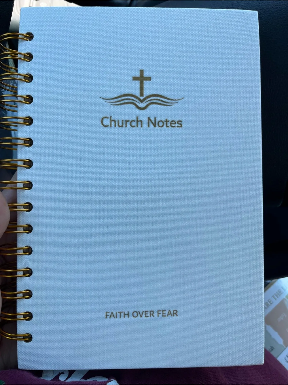 Church Notes Spiral Notebook - White with Gold Accents